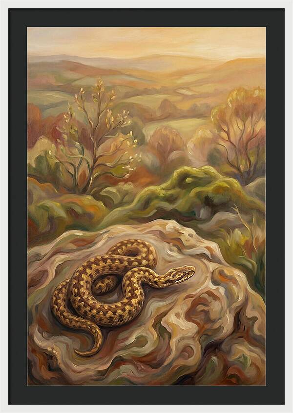 Basking Adder On Warm Rock