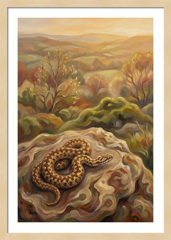 Basking Adder On Warm Rock