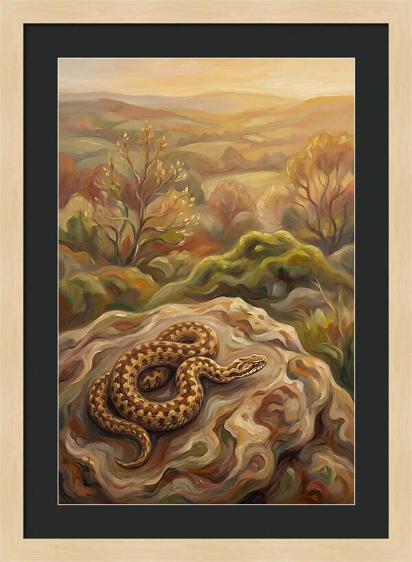 Basking Adder On Warm Rock