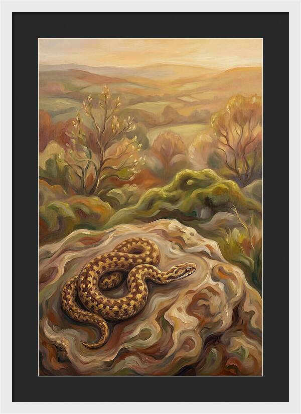 Basking Adder On Warm Rock