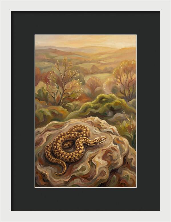 Basking Adder On Warm Rock