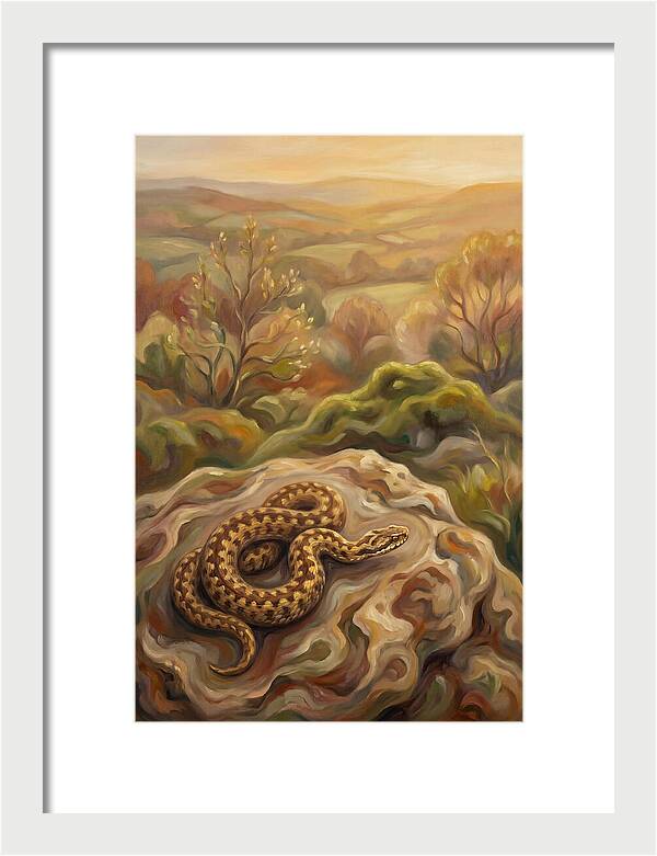 Basking Adder On Warm Rock
