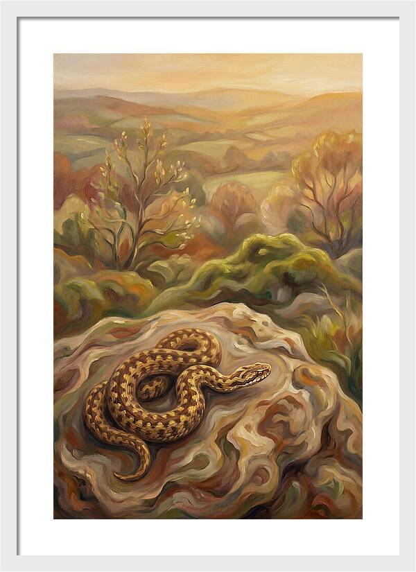 Basking Adder On Warm Rock