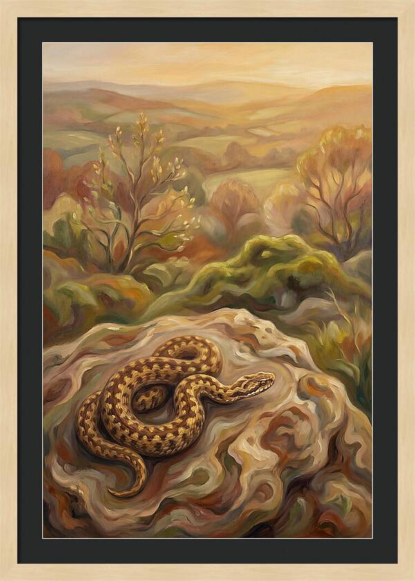 Basking Adder On Warm Rock