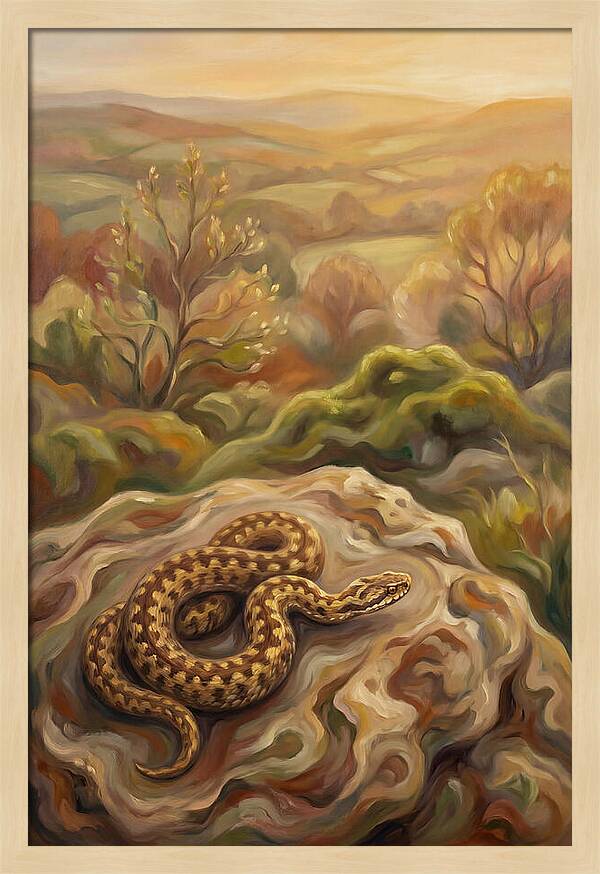 Basking Adder On Warm Rock