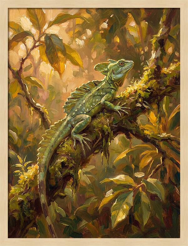 Basking Basilisk In Nature