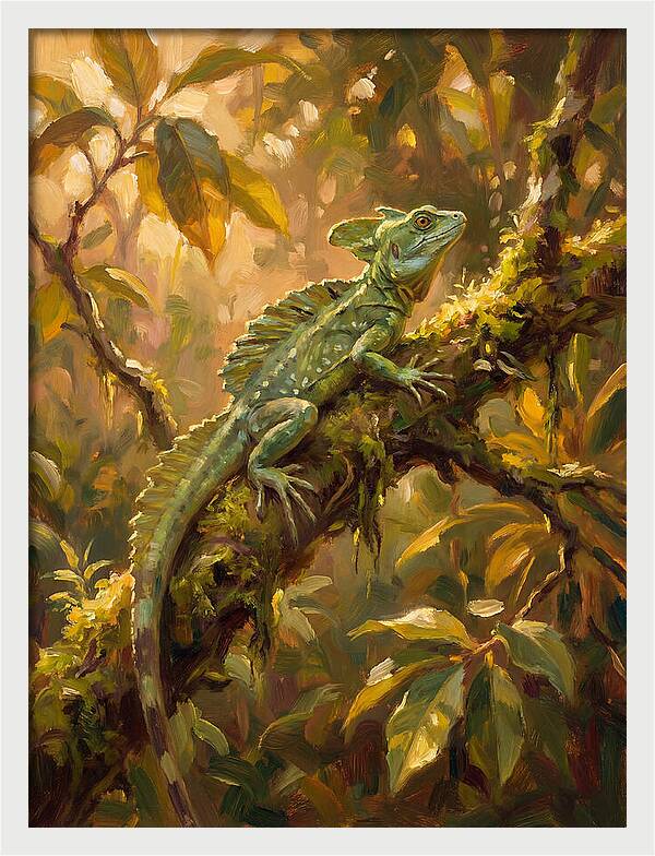 Basking Basilisk In Nature