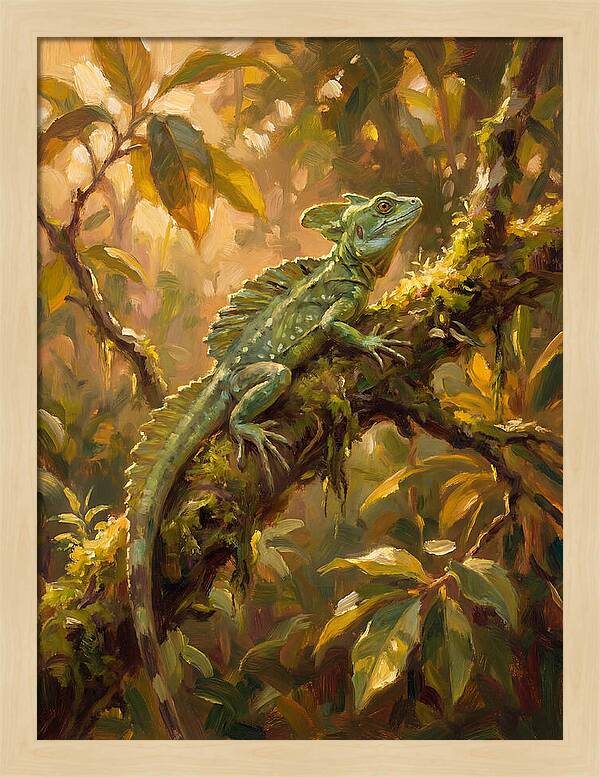 Basking Basilisk In Nature