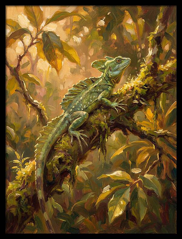 Basking Basilisk In Nature