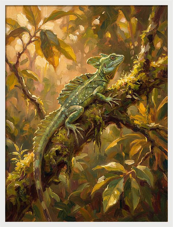 Basking Basilisk In Nature