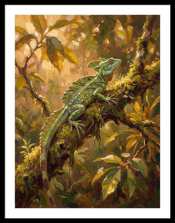 Basking Basilisk In Nature