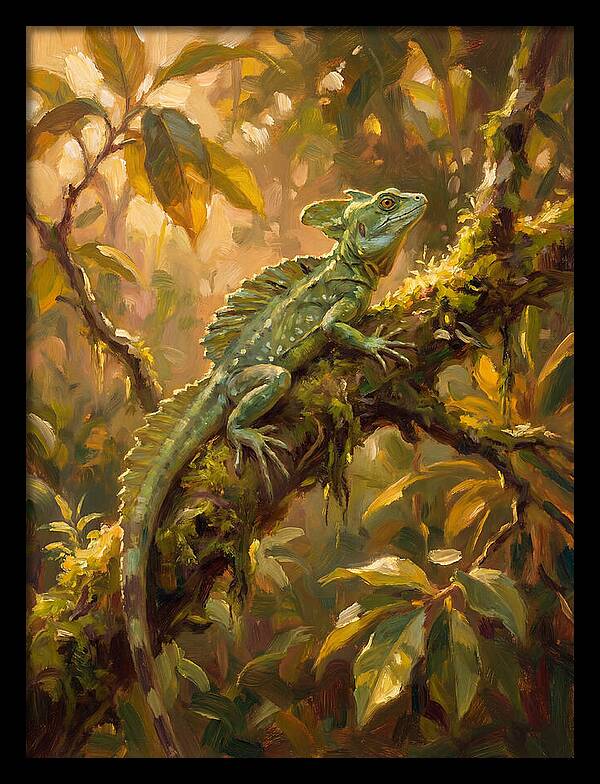 Basking Basilisk In Nature