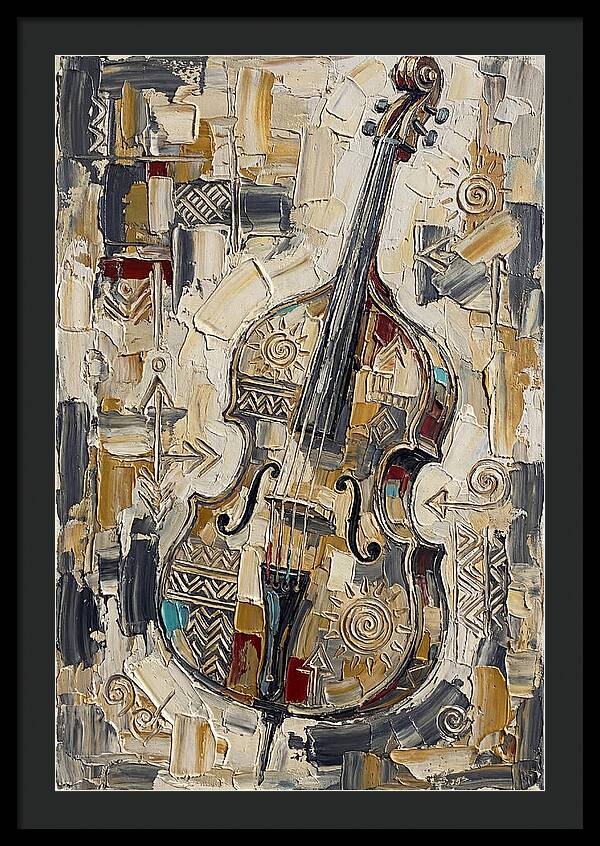 Bass Guitar In Abstract Style