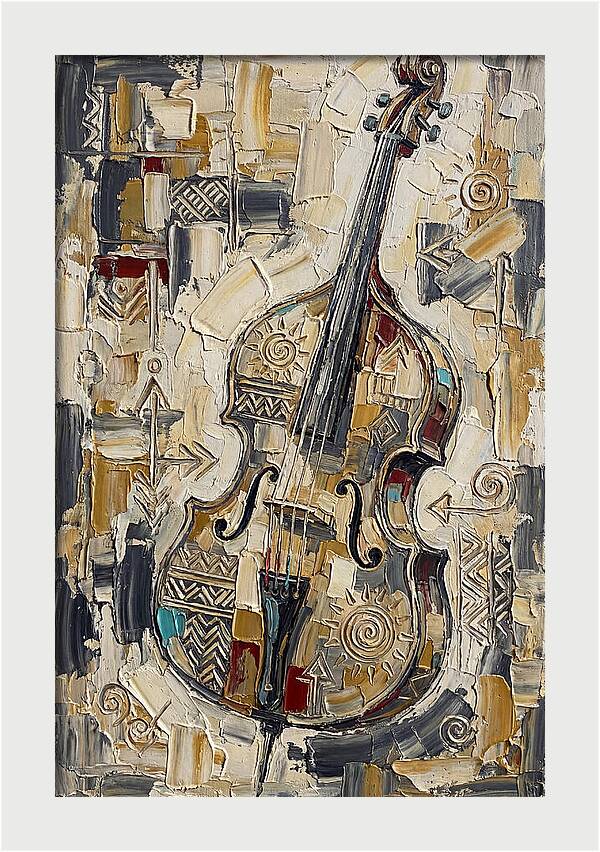 Bass Guitar In Abstract Style