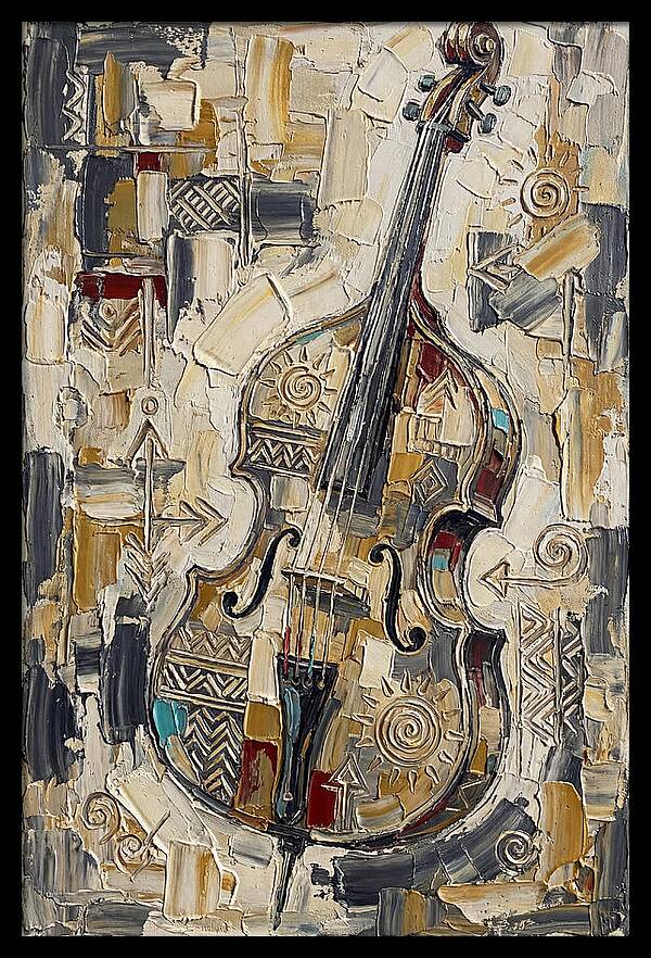 Bass Guitar In Abstract Style