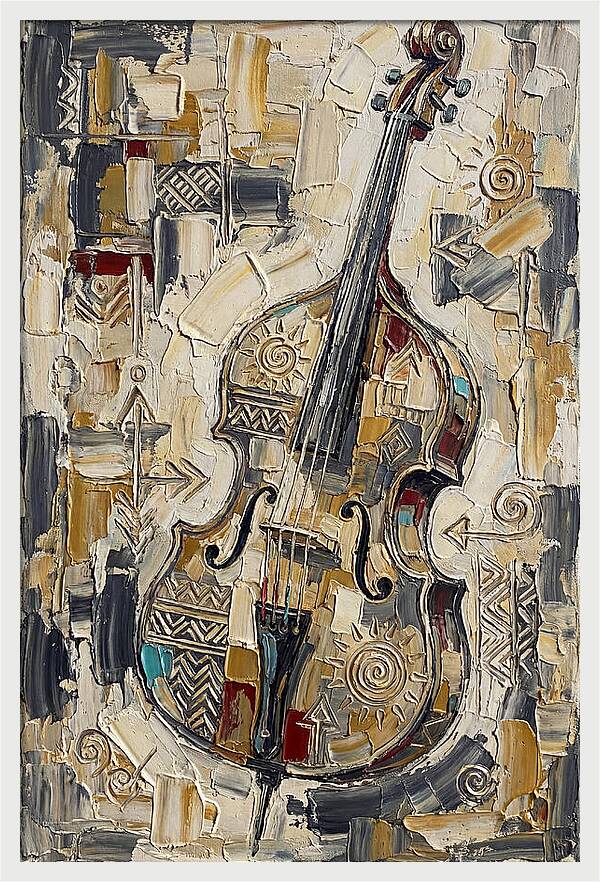 Bass Guitar In Abstract Style