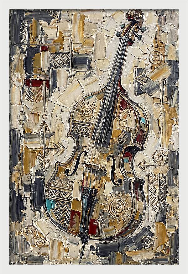 Bass Guitar In Abstract Style