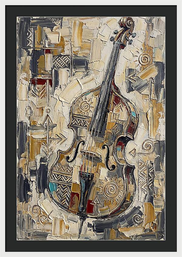 Bass Guitar In Abstract Style