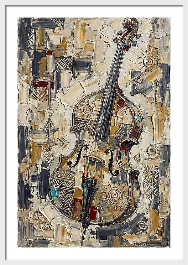 Bass Guitar In Abstract Style