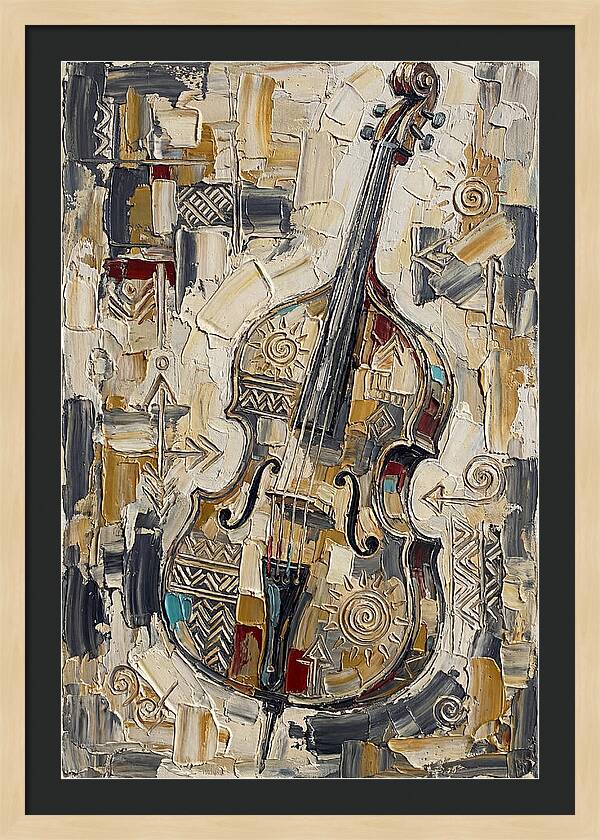 Bass Guitar In Abstract Style