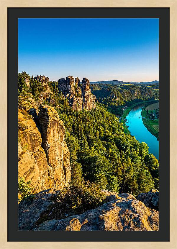 Bastei Rock Formation At Sunset