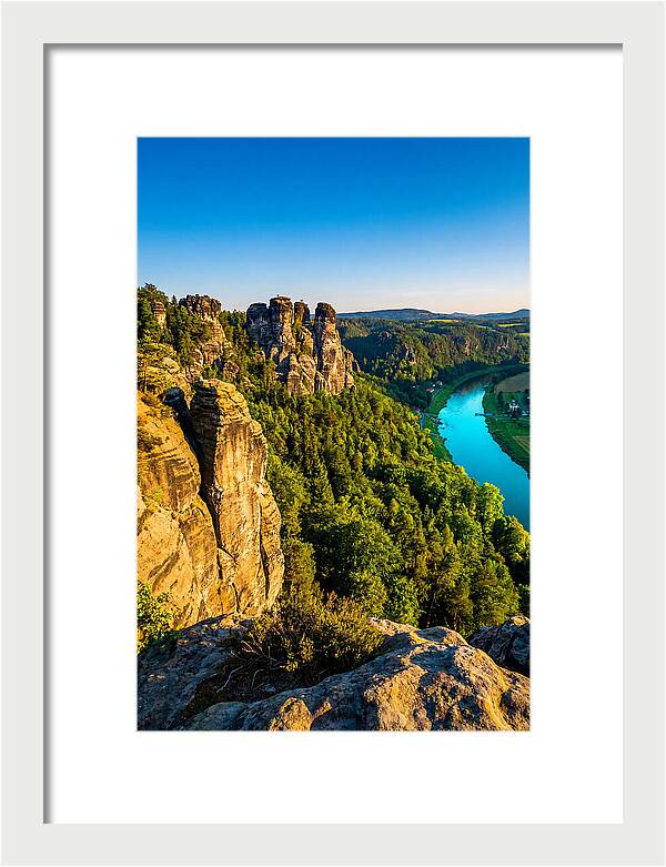 Bastei Rock Formation At Sunset