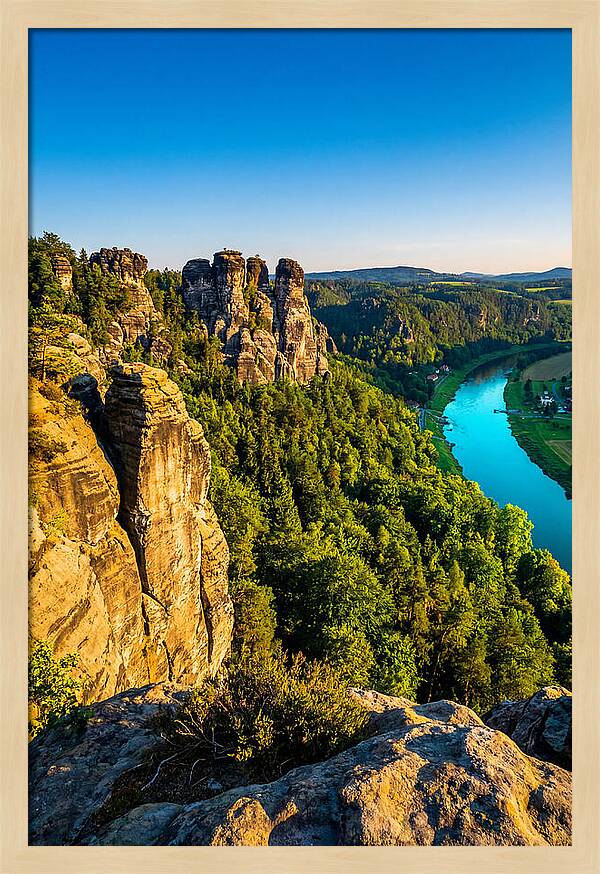 Bastei Rock Formation At Sunset