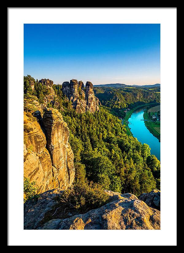 Bastei Rock Formation At Sunset