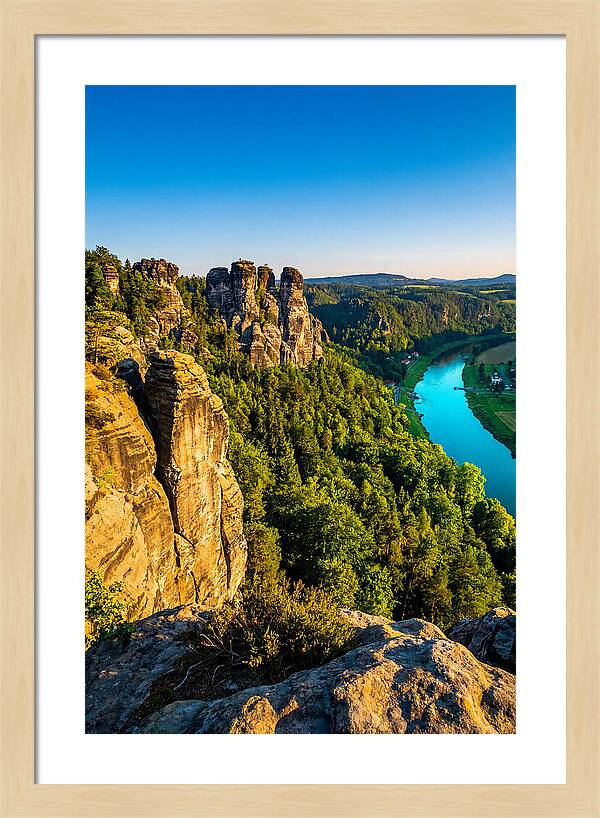 Bastei Rock Formation At Sunset