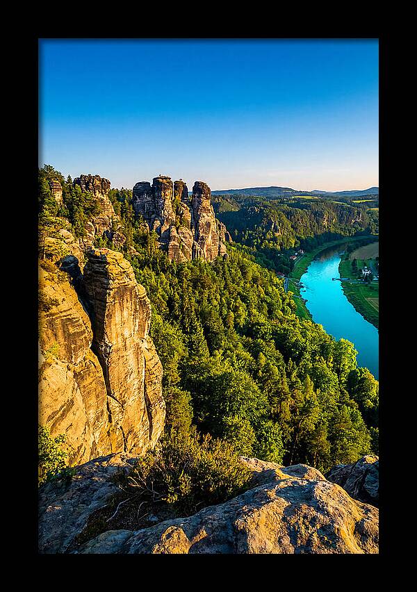 Bastei Rock Formation At Sunset