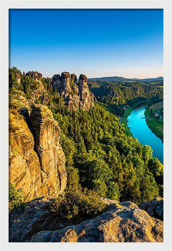 Bastei Rock Formation At Sunset