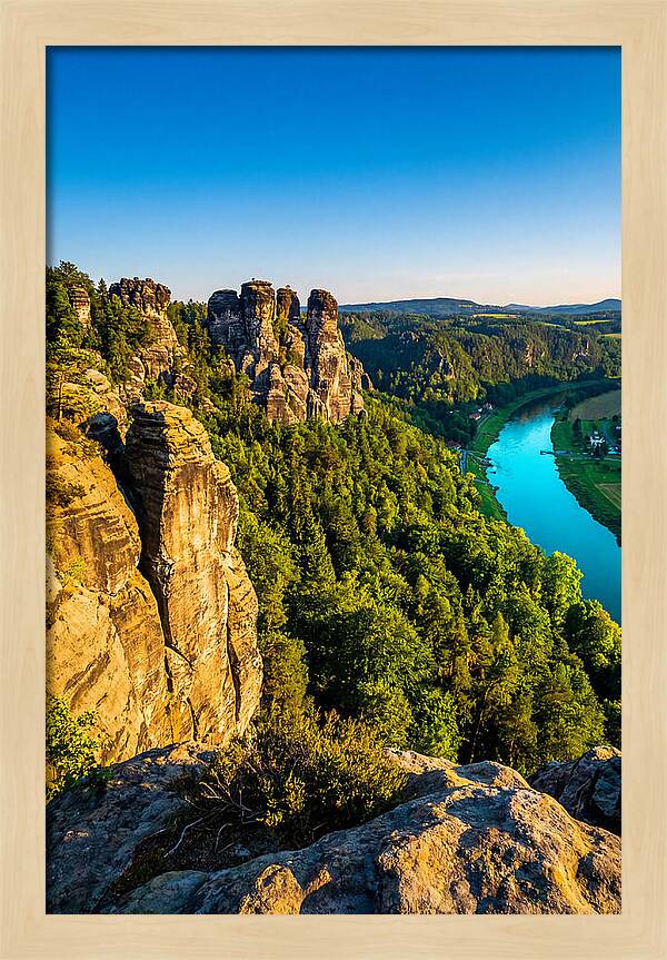 Bastei Rock Formation At Sunset