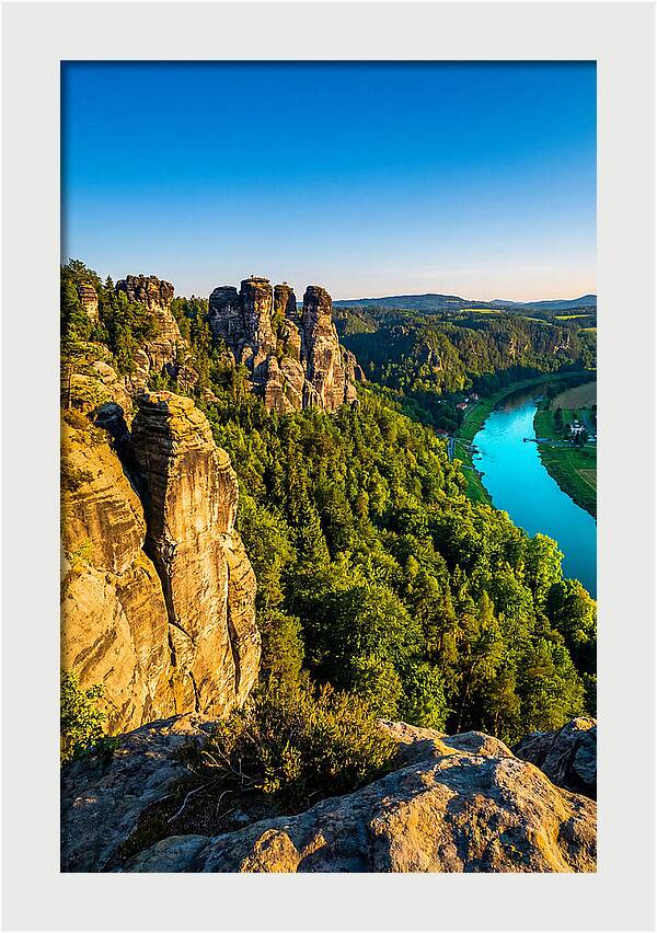 Bastei Rock Formation At Sunset