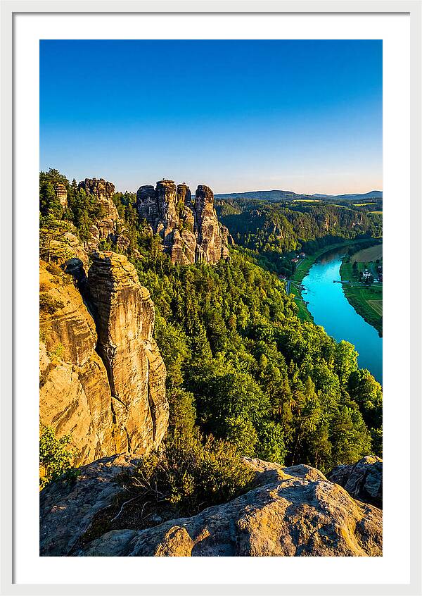 Bastei Rock Formation At Sunset