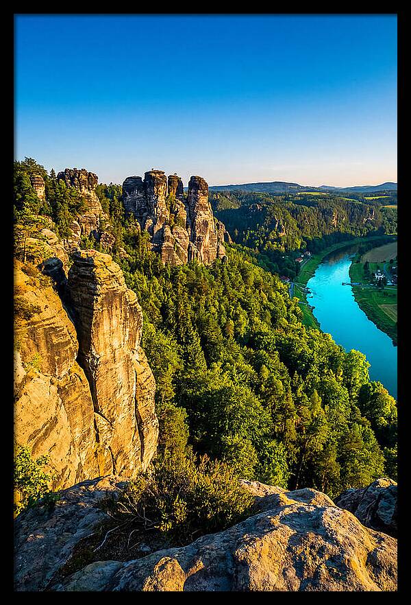 Bastei Rock Formation At Sunset