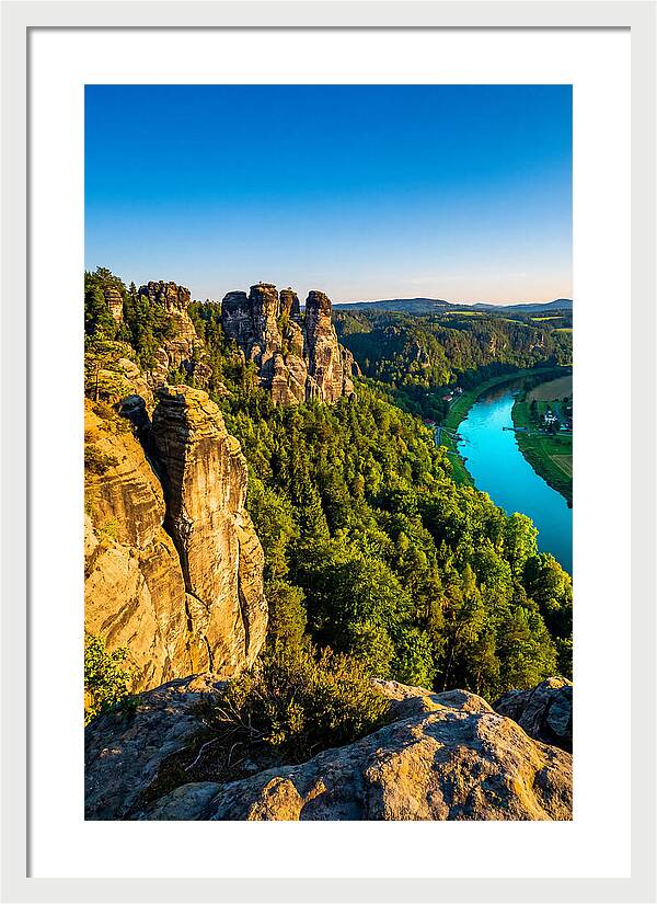Bastei Rock Formation At Sunset