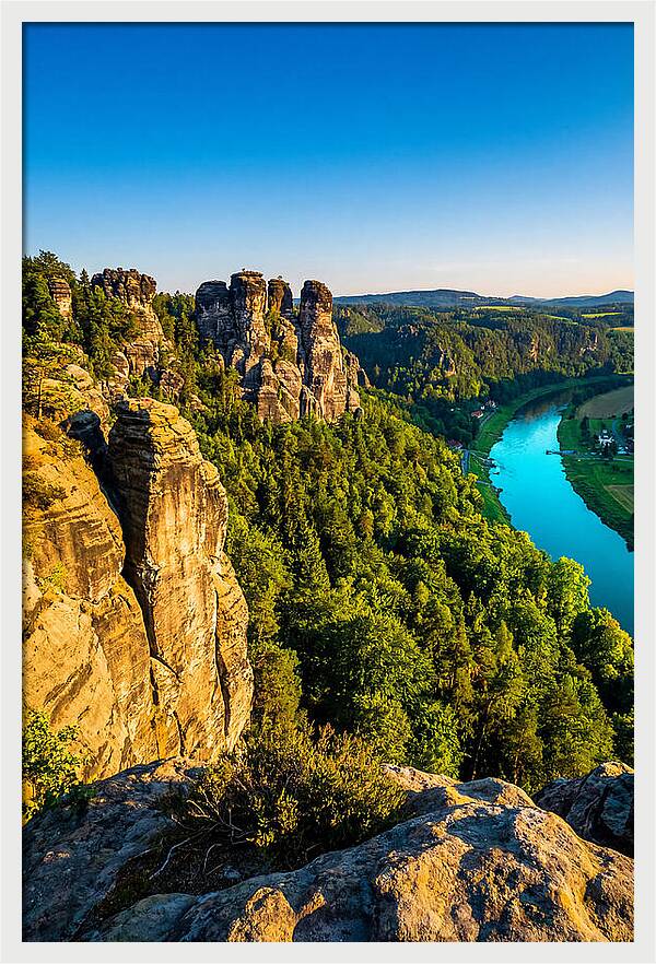 Bastei Rock Formation At Sunset