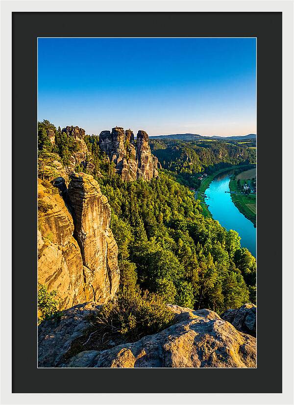 Bastei Rock Formation At Sunset