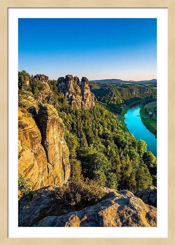 Bastei Rock Formation At Sunset