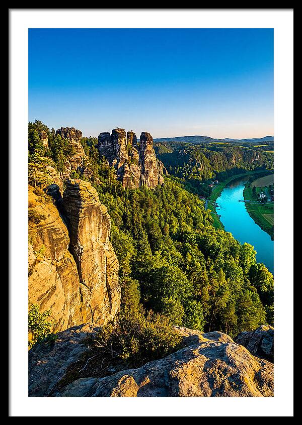 Bastei Rock Formation At Sunset