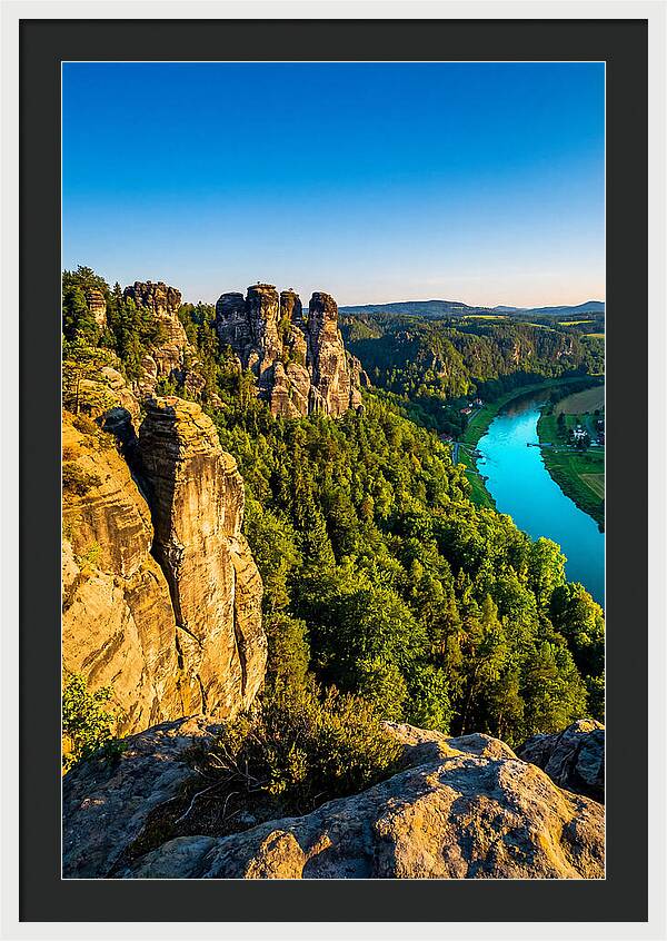 Bastei Rock Formation At Sunset