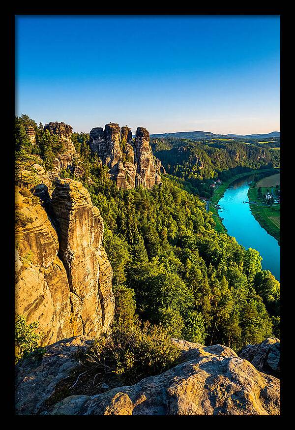 Bastei Rock Formation At Sunset