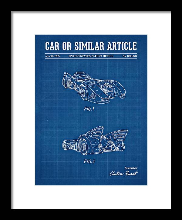 Batmobile 1989 Blueprint Patent Usd311882s