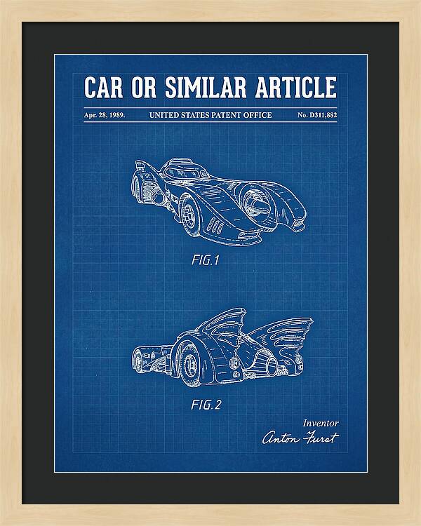 Batmobile 1989 Blueprint Patent Usd311882s