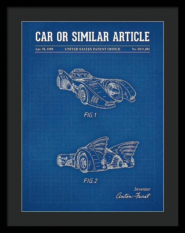 Batmobile 1989 Blueprint Patent Usd311882s