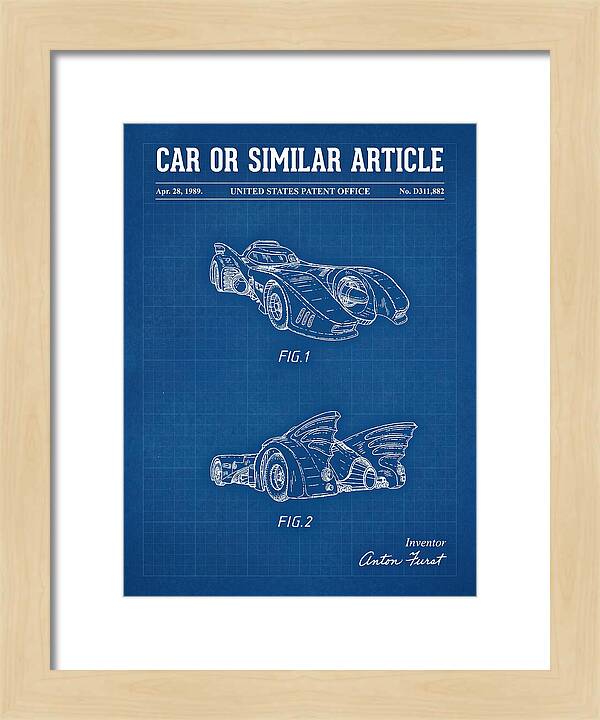 Batmobile 1989 Blueprint Patent Usd311882s