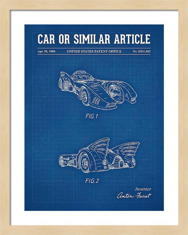 Batmobile 1989 Blueprint Patent Usd311882s