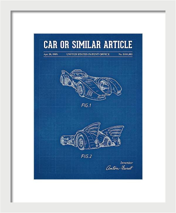 Batmobile 1989 Blueprint Patent Usd311882s