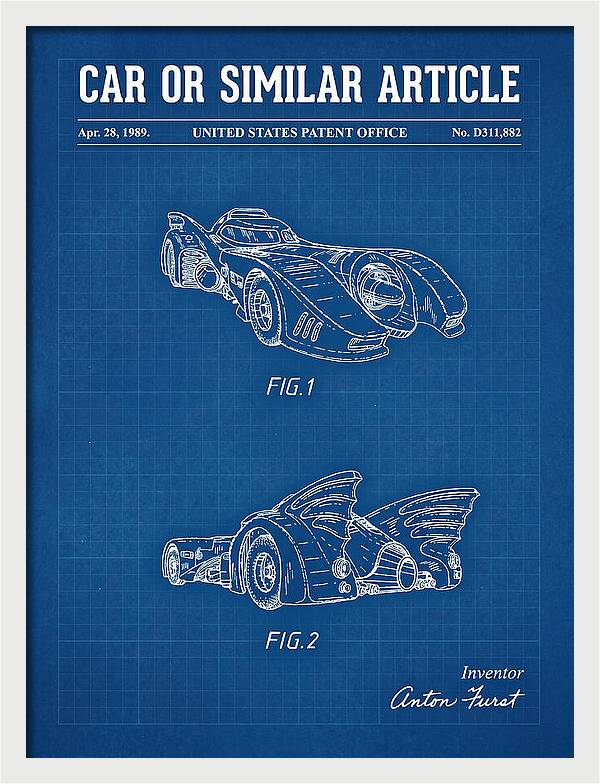 Batmobile 1989 Blueprint Patent Usd311882s