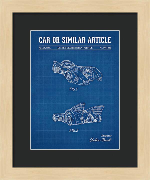 Batmobile 1989 Blueprint Patent Usd311882s